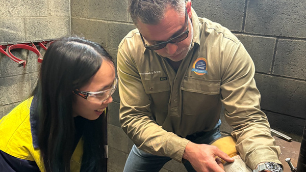 Jeannette Truong, Master of Professional Engineering Student with Lee Oakley, Welding Engineering Manager.